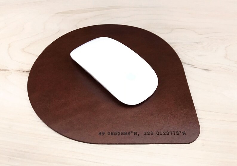 Leather Mouse Pad, Personalized, Initials, Coordinates, Mouse Pad, Gifts For Men, Gift for Her, Office Gift, Anniversary, Personalized Gift image 6