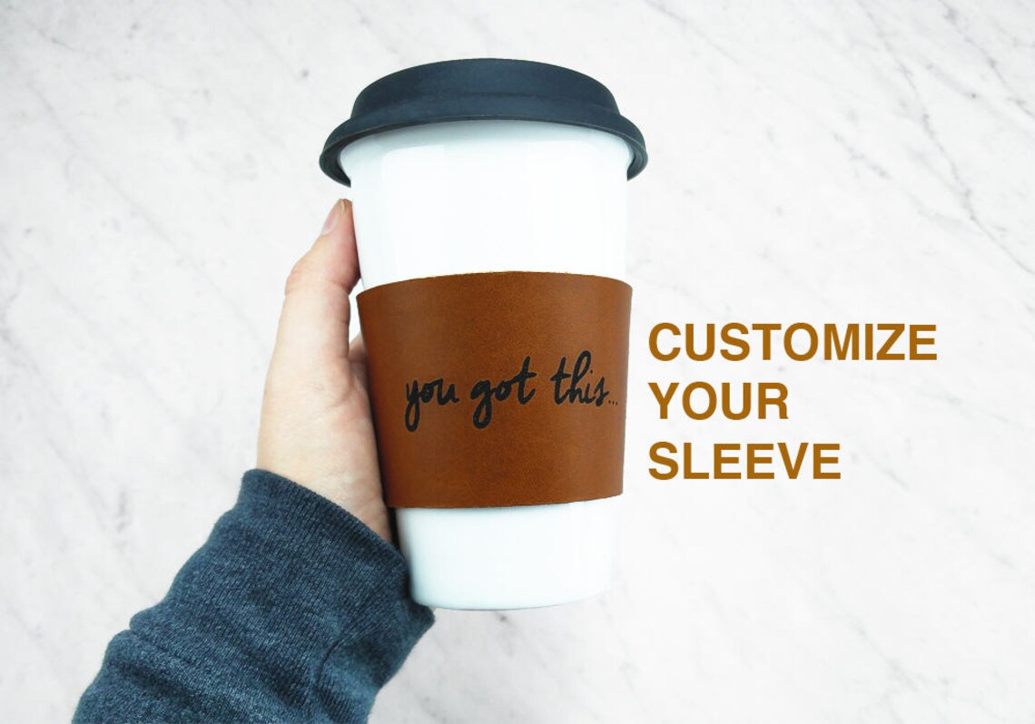 CUSTOM Reusable Coffee Sleeve Coffee Cozy Leather Coffee | Etsy