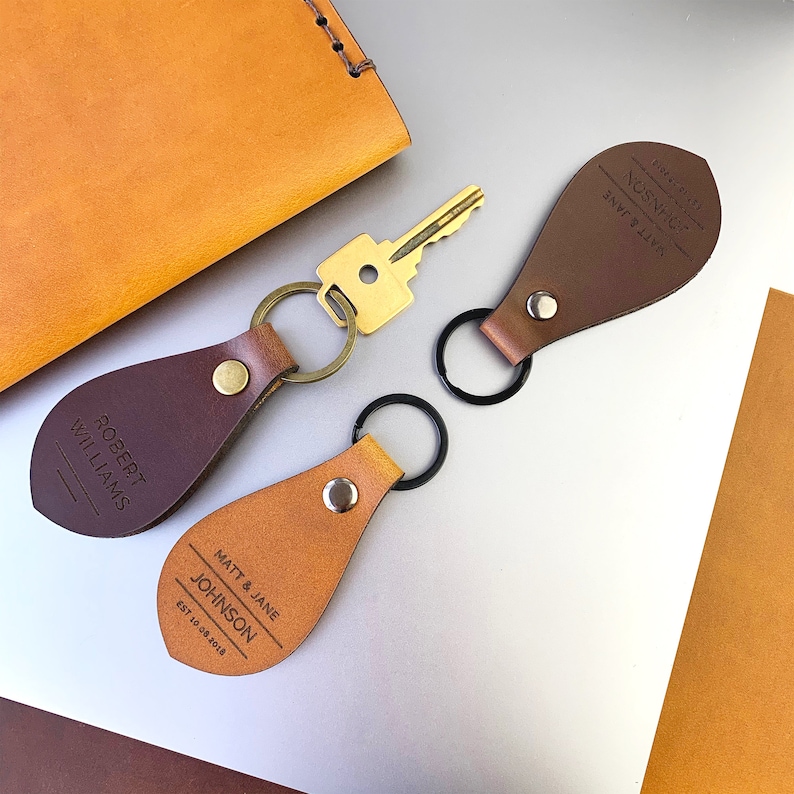 Personalized Leather Keychain Customized Keychain Custom Key Etsy Canada