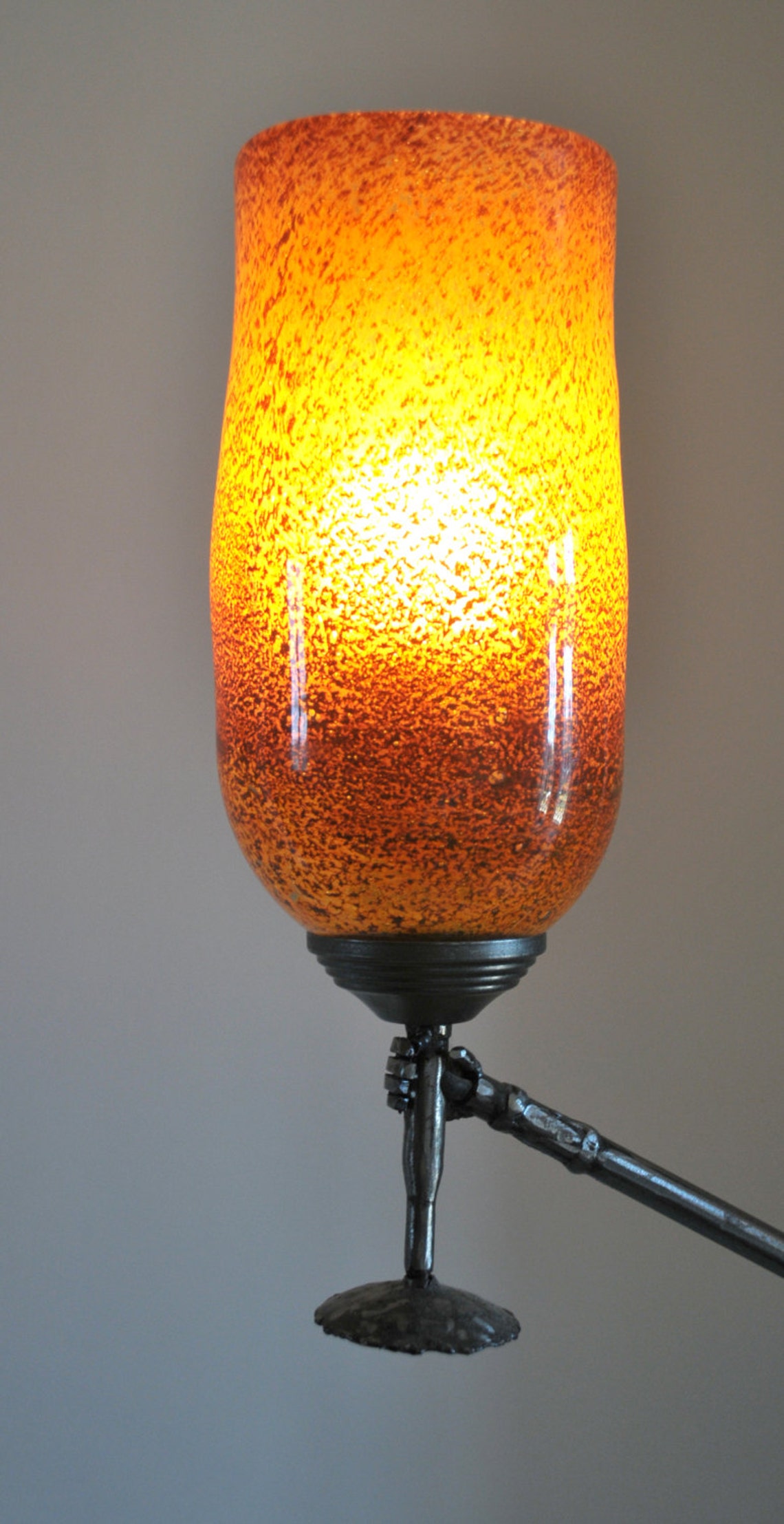Floor Lamp Unique Metallic Sculpture With Blown Glass Etsy