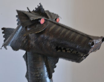 Unique Metallic Sculpture of Dragon