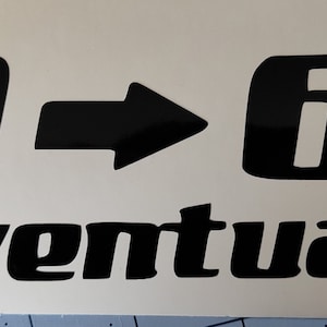 Puede incluir: Pegatina de vinilo en blanco y negro con el texto "0 -> 60 Eventually".