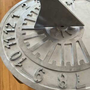 Garden, anniversary, special event sundials, aluminum machined ,12 & 15 diameter available. Maximum 100 characters engraved. image 3