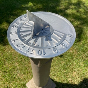 Garden, anniversary, special event sundials, aluminum machined ,12 & 15 diameter available. Maximum 100 characters engraved. image 2