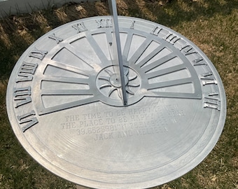 Roman Numeral design, completely machined and diamond engraved 15” sundials.