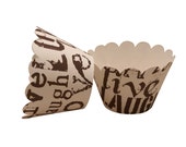 Cupcake Wrappers-Leben, lieben, lachen, Wedding, Bridal Shower, Tea-Party, Geburtstagsfeier, Schokolade und Elfenbein