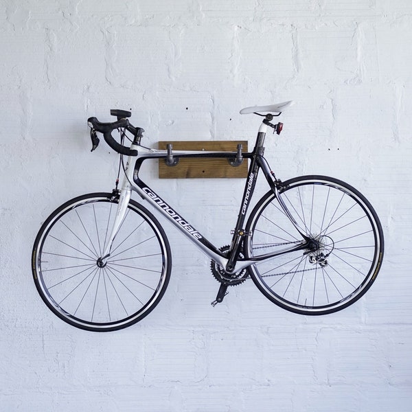 Burlap Pipe Bicycle Rack Bike Display -- Industrial Rustic Cycle Storage -- Wall Mounted Biker Cyclist Gift