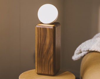 Touch & App Control Hardwood Smart Lamp // Minimalist Modern Japandi Wooden Ambient Dimmable Color Warm Voice Light