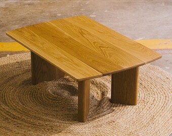 Customizable Customizable Handcrafted Japandi Oak Coffee Table, "Trine" Sustainable Minimalist Furniture