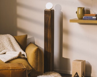 Touch & App Control Hardwood Smart Floor Lamp // Minimalist Modern Japandi Wooden Ambient Dimmable Color Warm Voice Light