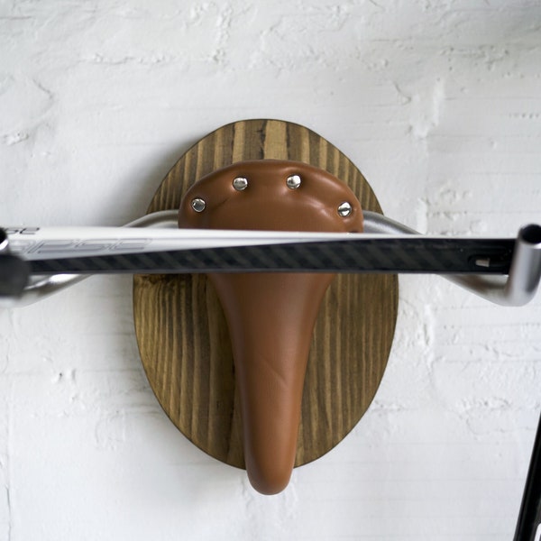 Longhorn Bicycle Rack – Wood Bike Wall Mount, Cyclist Gift
