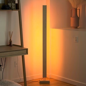 Wooden LED Color Floor Light // Dimmable Hardwood RBG Standing ...