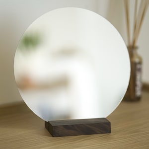 Minimalistischer Hartholz Kosmetikspiegel Schminkspiegel // Holztisch Akzent Japanisches Modernes Design