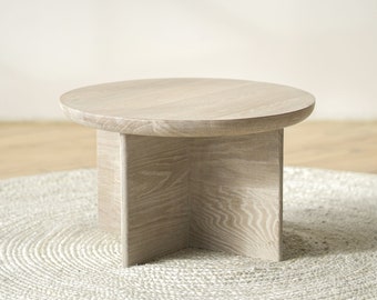 Hardwood Japandi Coffee Table "Fika" Scandinavian Sustainable Oak Side Occasional Table