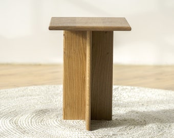 Hardwood Japandi Drink Table "Texture" Scandinavian Sustainable Minimalist Side  End Occasional Table