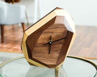 Geometric Clock //   // Modern Minimalist Wall or Table Clock