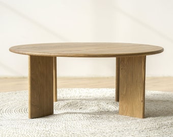 Hardwood Japandi Coffee Table "Reunion" Scandinavian Sustainable Oak Side Occasional Table