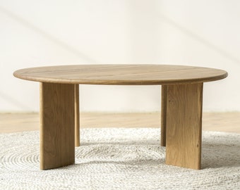 Hardwood Japandi Coffee Table "Reunion" Scandinavian Sustainable Oak Side Occasional Table
