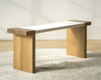 Hardwood Japandi Day Bench "Harmony" Scandinavian Minimalist Sustainable Oak Bench