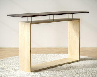 Levitating Console Media Table // Black Walnut Minimalist Modern Mid Century Living Room Customizable Entryway Table