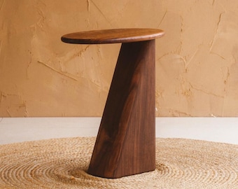 Customizable Hardwood Japandi Drink "Balcon" Side Table – Minimalist Occasional Cocktail Table