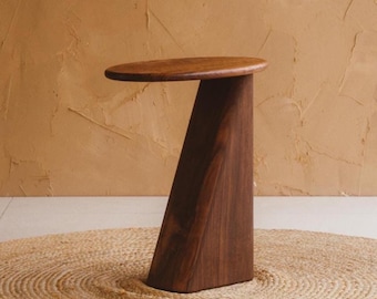 Customizable Hardwood Japandi Drink "Balcon Side" Table – Minimalist Occasional Table