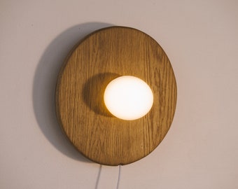 Touch Control Hardwood Sconce Lamp // Minimalist Modern Japandi Wooden Ambient Dimmable Rechargeable Color Wall Nightlight