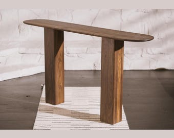 Hardwood Japandi Console Table &quot;Form&quot; // Scandinavian Sustainable Customizable Oak Console Entryway Table Japanese Modern Design