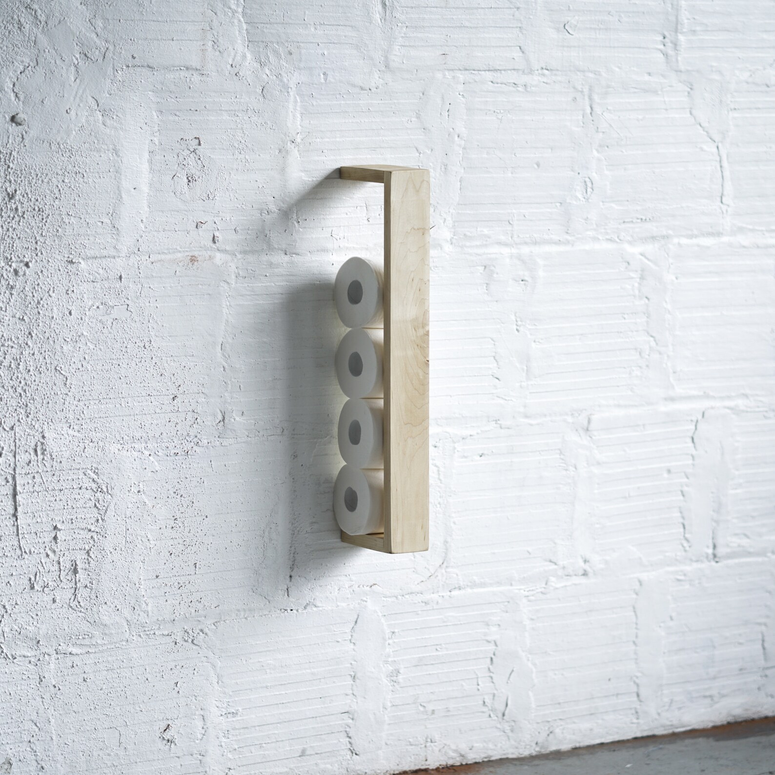 Floating Hardwood Toilet Paper Wall Rack // Free Shipping // Etsy