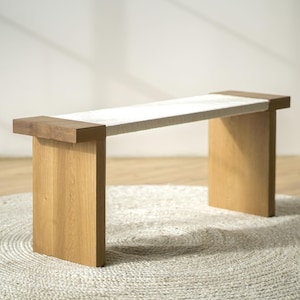 Hardwood Japandi Day Bench &quot;Harmony&quot; Customizable Scandinavian Minimalist Sustainable Oak Bench Japanese Modern Design