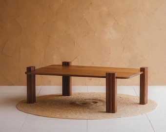 Customizable Handmade "Together" Coffee Oak Walnut Japandi Table: Scandinavian Modern Living Room