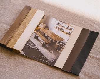 Hardwood and Leather Sample Swatch Box Japanese Modern Design