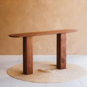 Customizable Handmade "Form" Oak Walnut Japandi Console Table: Scandinavian Modern Entryway