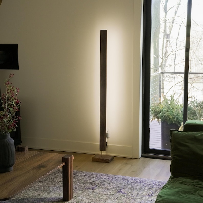 Mid Century Floor Lamp, "Elevate" Handmade Standing Lamp, Dimmable Color Changing LED Mood Lighting with Remote image 5