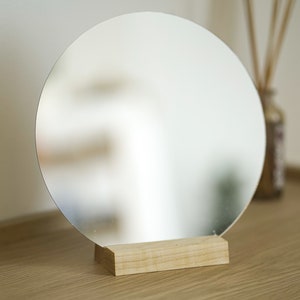 Minimalist Hardwood Vanity Desk Make Up Mirror Maple // Wooden Table Accent Mirror Japanese Modern Design
