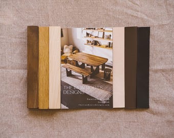 Kit de diseño de caja de muestras personalizable de madera noble y cuero, diseño moderno japonés.