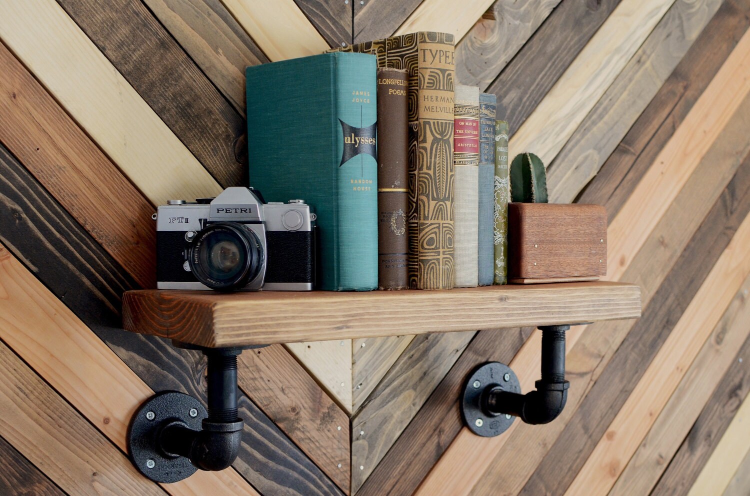 Industrial Shelf Iron Pipe Wooden Hanging Floating Wall Mount Etsy