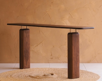 Customizable Handmade Oak Walnut Japandi "Balance Console" Entryway Media Table: Scandinavian Modern