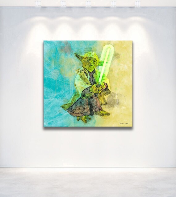 Jedi Master Yoda Star Wars Wall Art Star Wars Canvas Etsy
