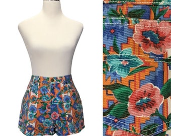 Vintage 90s High Waist Shorts Southwest Print - size L