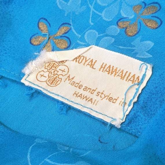 Vintage 60s Turquoise Hawaiian Maxi Dress - size L - image 8
