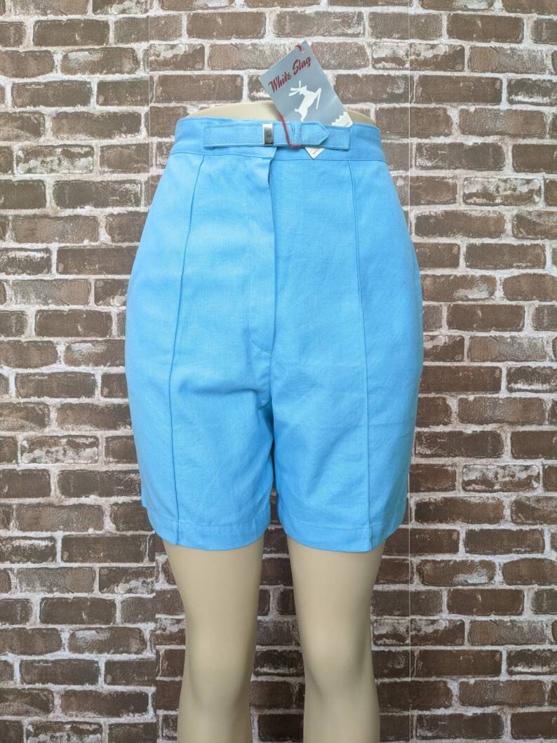 Vintage 50s Shorts Turquoise White Stag Bermuda Deadstock size S image 2