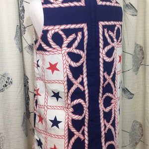 Vintage 60s Shirt Mod Tunic Tank Nautical Stars Patriotic Women's M 1960s vtg image 4