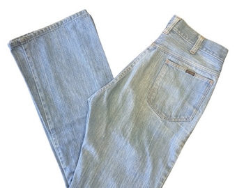 Vintage 70s Distressed Jeans by Big Yank Bootcut Boot Cut Faded Denim Women's Men's - 31 x 29