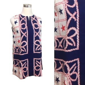 60s nautical tunic shirt in red white and blue