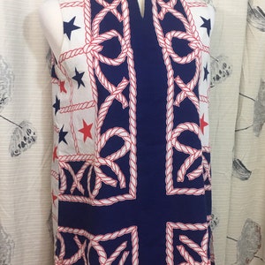 Vintage 60s Shirt Mod Tunic Tank Nautical Stars Patriotic Women's M 1960s vtg image 2