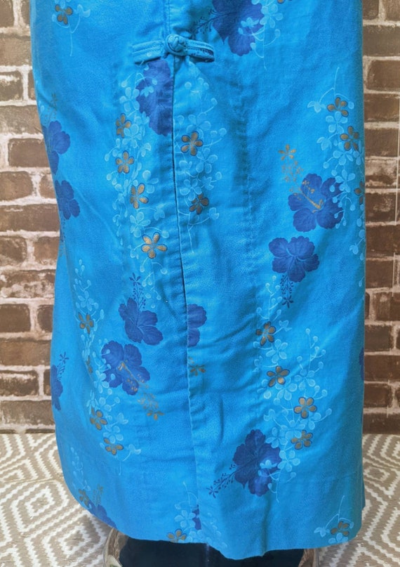 Vintage 60s Turquoise Hawaiian Maxi Dress - size L - image 6