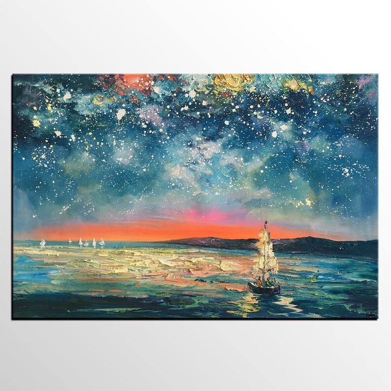 Custom Extra Large Wall Art Landscape Oil Painting Starry Etsy