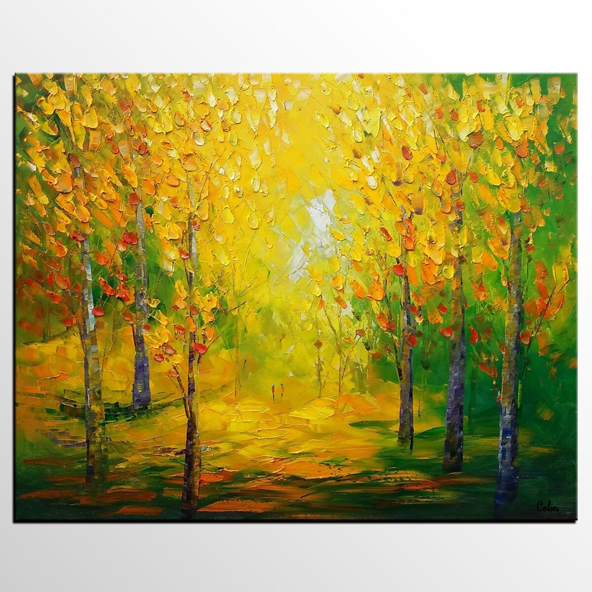 Sale Forest Tree Painting Canvas Wall Art Modern Art Etsy