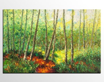 Oil Painting Landscape, Forest Tree Painting, Original Painting, Landscape Painting, Heavy Texture Oil Painting, Large Abstract Art